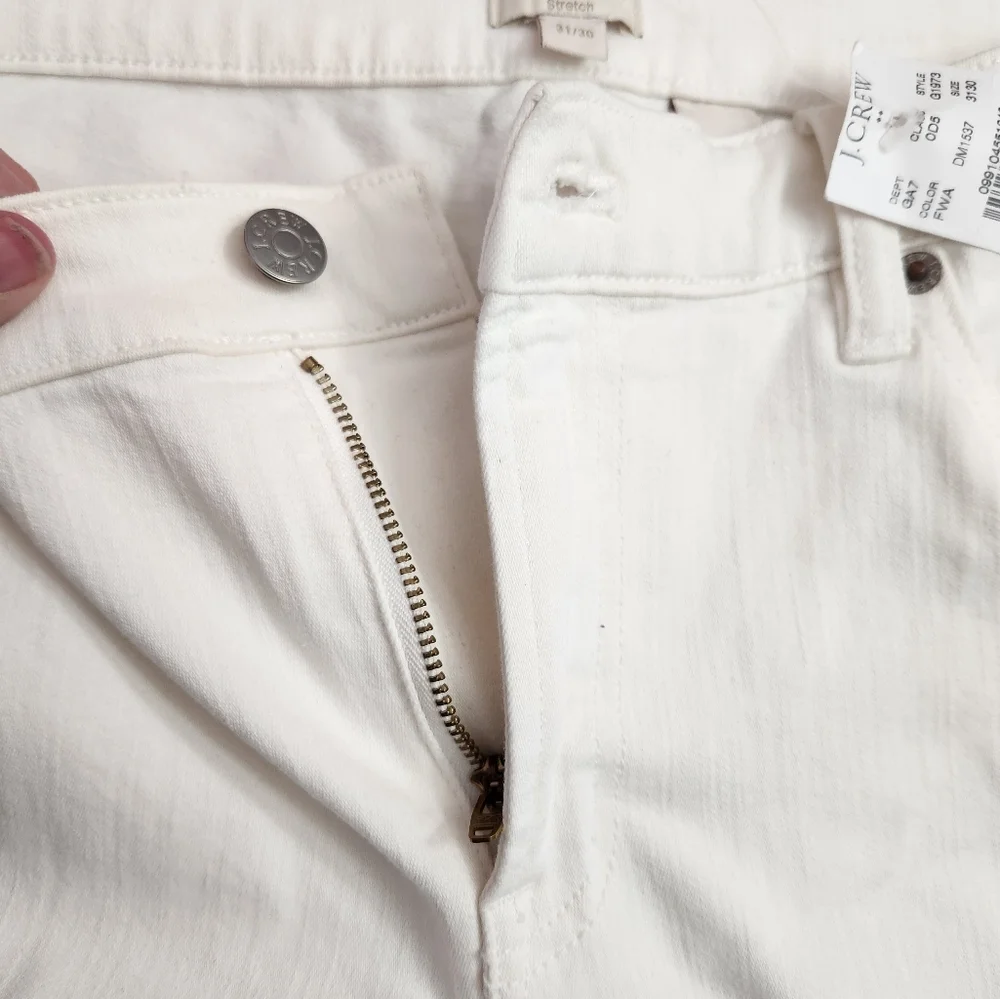 J. Crew Womens White Stretch Full-length Jeans Size 31 x 30 NWT 90% cotton